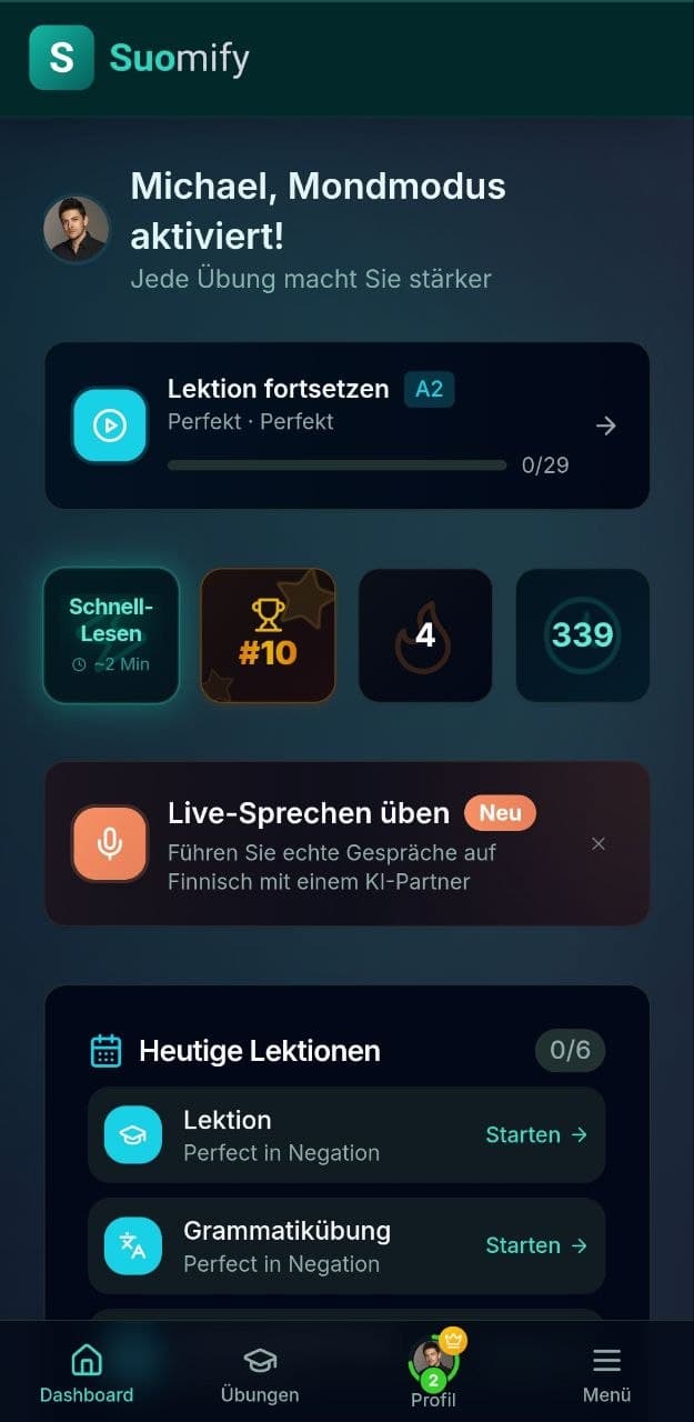 App screenshot - dashboard