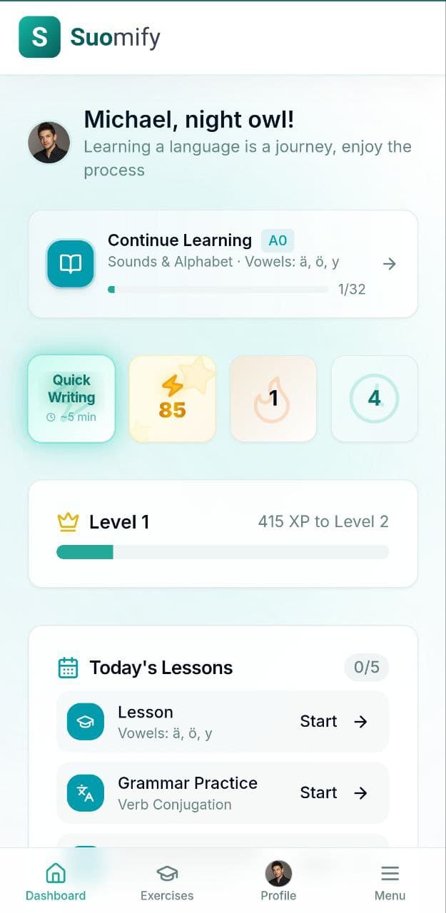 App screenshot - dashboard