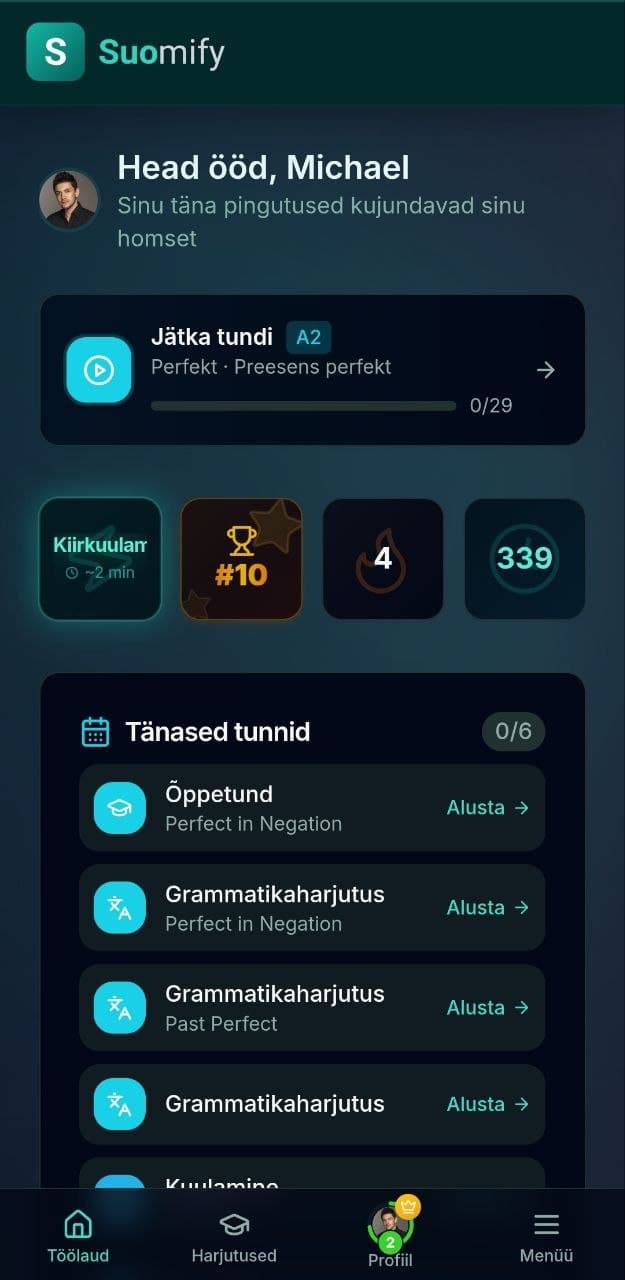 App screenshot - dashboard