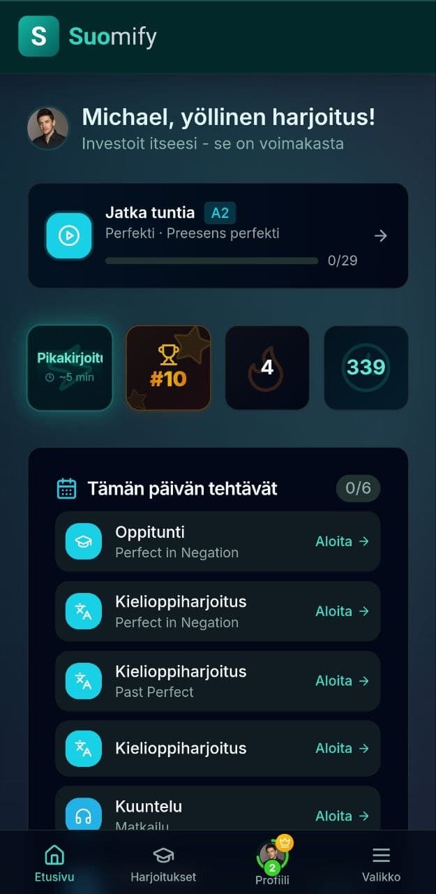 App screenshot - dashboard