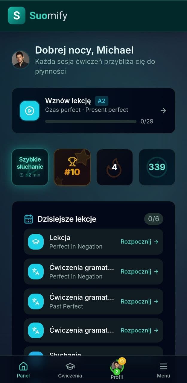 App screenshot - dashboard